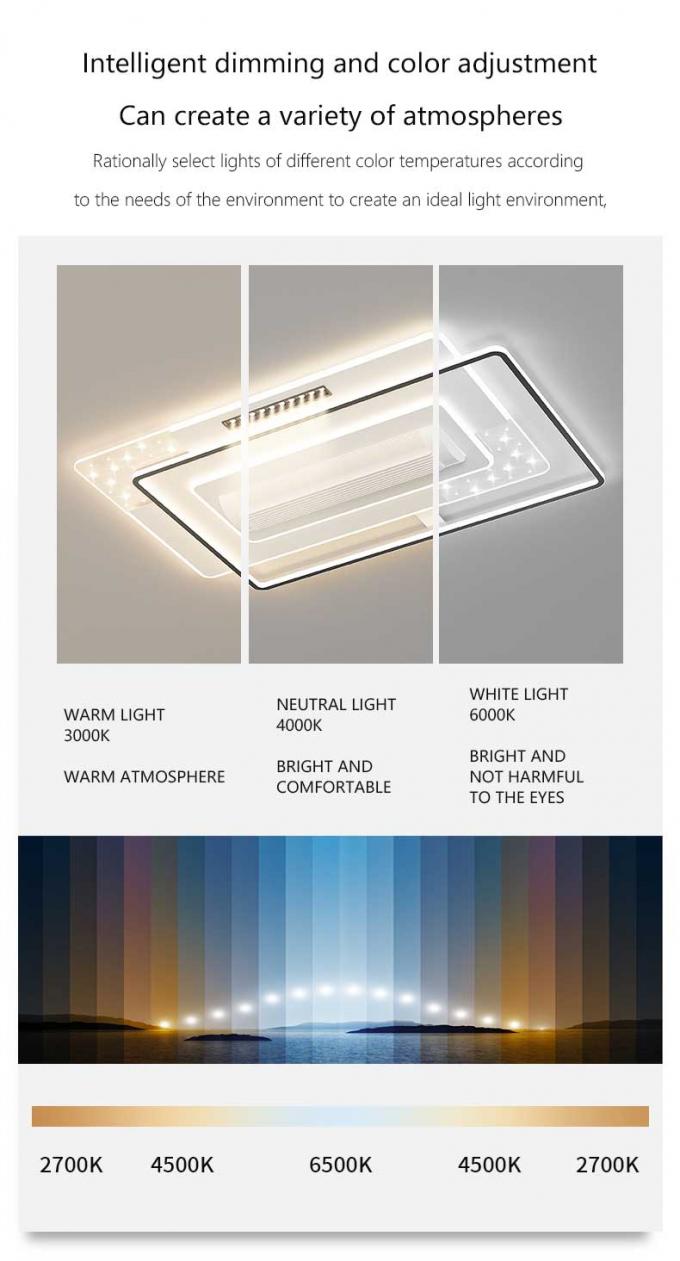 Factory Modern 2024 New Full Spectrum Eye protection Leafless Ceiling Fan with Light Ceiling Light Living Room Fan Light 3