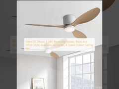Silent DC Motor, 3 ABS Reversible Blades, Black and White Styles Available, 42 Inches, 6 Speed Indoor Ceiling Fan
