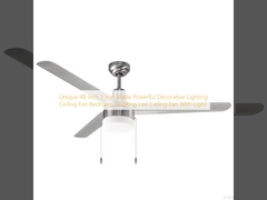 Unique 48 Inch 3 Iron Blade Powerful Decorative Lighting Ceiling Fan Bedroom Rotating Led Ceiling Fan With Light