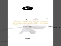Socket Fan Light with Remote,E27 Base 20.5