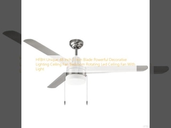 HFBH Unique 48 Inch 3 Iron Blade Powerful Decorative Lighting Ceiling Fan Bedroom Rotating Led Ceiling Fan With Light