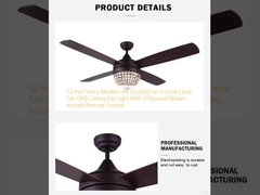 52 Inch Fancy Modern Air Cooling Fan Crystal Lamp Fan ORB Ceiling Fan Light With 4 Plywood Blades, Include Remote Control