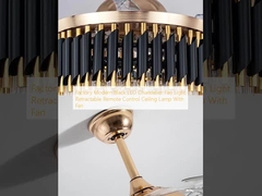 Factory Modern Black LED Chandelier Fan Light Retractable Remote Control Ceiling Lamp With Fan