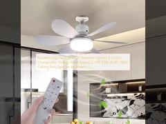 Modern LED Fan Light E27 Remote Control 3 Colors Changeable Strong Wind Speed 52CM 32W AC85-265V Ceiling Fan Light for Bedroom