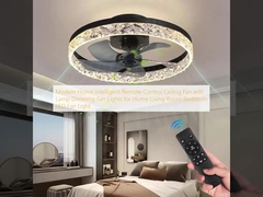 Modern Home Intelligent Remote Control Ceiling Fan with Lamp Dimming Fan Lights for Home Living Room Bedroom LED Fan Light
