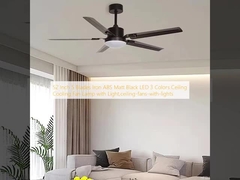 52 Inch 5 Blades Iron ABS Matt Black LED 3 Colors Ceiling Cooling Fan Lamp with Light,ceiling-fans-with-lights