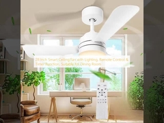 28 Inch Smart Ceiling Fan with Lighting, Remote Control & Timer Function, Suitable for Dining Room