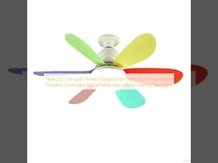 New LED Six-Leaf Flower-Shaped Fan Light E27 Screw Base Stepless Dimmable Detachable Household Ceiling Fan Light