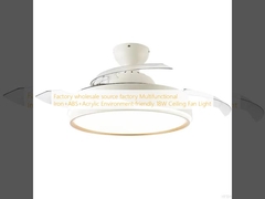 Factory wholesale  source factory  Multifunctional Iron+ABS+Acrylic Environment-friendly 18W Ceiling Fan Light
