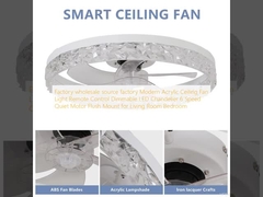 Factory wholesale  source factory  Modern Acrylic Ceiling Fan Light Remote Control Dimmable LED Chandelier 6 Speed Quiet Motor Flush Mount for Living Room Bedroom