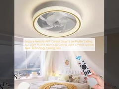 Factory Remote APP Control Smart Low Profile Ceiling Fan Light Flush Mount LED Ceiling Light 6 Wind Speeds New Technology Ceiling Fans