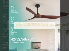 ABS 3 Blade Model 666 42 52 60 72 Inch Remote Control Light Weight Best White Ac Dc Electric Ceiling Fan Without Light