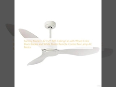 Factory Modern 42 Inch ABS Ceiling Fan with Wood Color Black Blades and White Motor Remote Control No Lamp AC Motor
