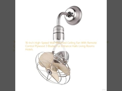 16-Inch High-Speed Wall-Mounted Ceiling Fan With Remote Control Plywood 3 Blades For Entrance Halls Living Rooms Hotels