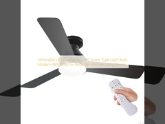 Dimmable LED Ceiling Fan with Screw Type Light Bulb Modern ABS Body for Bedroom Kitchen Living Room
