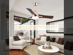 Wholesale   42 Inch High Power 3 Blades Wooden Ceiling Fan With Light And Remote Control