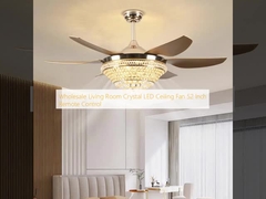 Wholesale     Living Room Crystal LED Ceiling Fan 52 Inch Remote Control