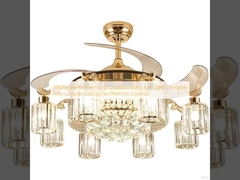 Wholesale  Modern LED Crystal Ceiling Fan Light , Invisible Acrylic Blade Ceiling Fan Remote Control