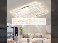 Wholesale   Luxury Fan Light Square Bedroom 6 Speeds Decorative Recessed Smart Bladeless Ceiling Fan With Light for Living Room Bedroom