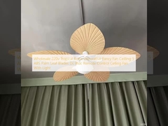 Wholesale  220v Tropical Retro Decorative Fancy Fan Ceilling 5 ABS Palm Leaf Blades Dc Bldc Remote Control Celling Fan With Light