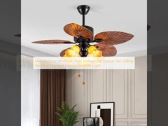 Manufacturer American Style Vintage Decorative Fan Ceiling Winding Powered Ceiling Fan With Light