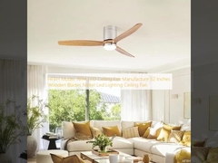 HFBH Model 3694 LED Ceiling Fan Manufacture 52 Inches Wooden Blades Nickel Led Lighting Ceiling Fan