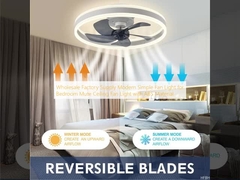 Wholesale  Factory Supply Modern Simple Fan Light for Bedroom Mute Ceiling Fan Light with ABS Material