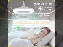 Wholesale  E27 Remote Control Ceiling Fans With Led Lights RGB 360 Degree Rotation for Home Decor Bedroom Room Ceiling Fan Lamp