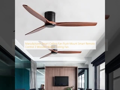 Manufacturer Smart Ceiling Fan Flush Mount Smart Remote Control 3 Wooden Blades Ceiling Fan
