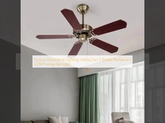 Factory Decorative Lighting Ceiling Fan 5 Blades Restaurant 220V Ceiling Fan Light