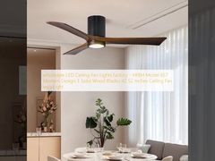 wholedale   LED Ceiling Fan Lights factory - HFBH Model 657 Modern Design 3 Solid Wood Blades 42 52 Inches Ceiling Fan with Light