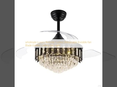 wholesale   Luxury Remote Control Retractable Invisible Fan Blade Golden Ceiling Fan Light