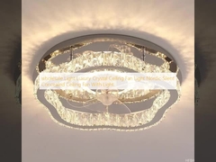 wholesale  Light Luxury Crystal Ceiling Fan Light Nordic Silent Concealed Ceiling Fan With Light