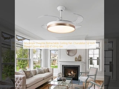 wholesale   Invisible Retractable Ceiling Fan Chandelier 52 Inch Round Dimmable LED Ceiling Fan