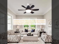 wholesale  Led Fan Lights Smart Home Light Intelligent Dimming Timing 3 Speed Black E27 Fan Decor Remote Control Modern LED Ceiling Fan