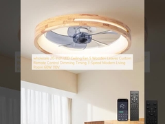 wholesale  20-Inch LED Ceiling Fan 5 Wooden Leaves Custom Remote Control Dimming Timing 3-Speed Modern Living Room 60W 110V